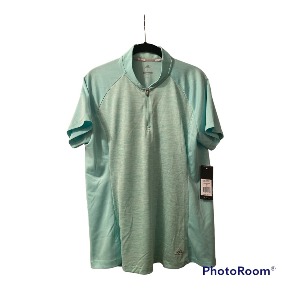 ADIDAS NWT Ladies Golf Shirt Zip Placket Polo in Clear Mint Size L